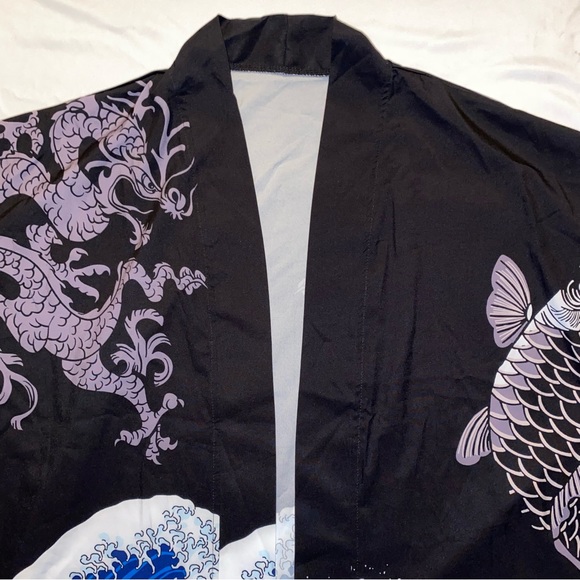 Ocean Print Open Front Lightweight Shirt - Picture 4 of 7